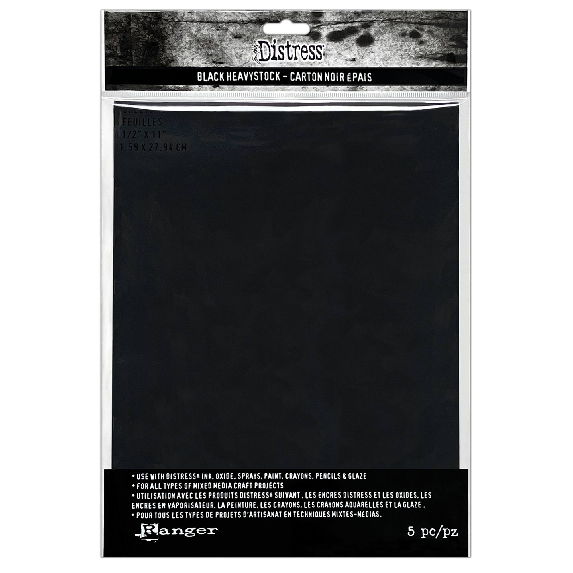 Tim Holtz® Distress® 8.5" x 11" Black Heavystock, 5ct.